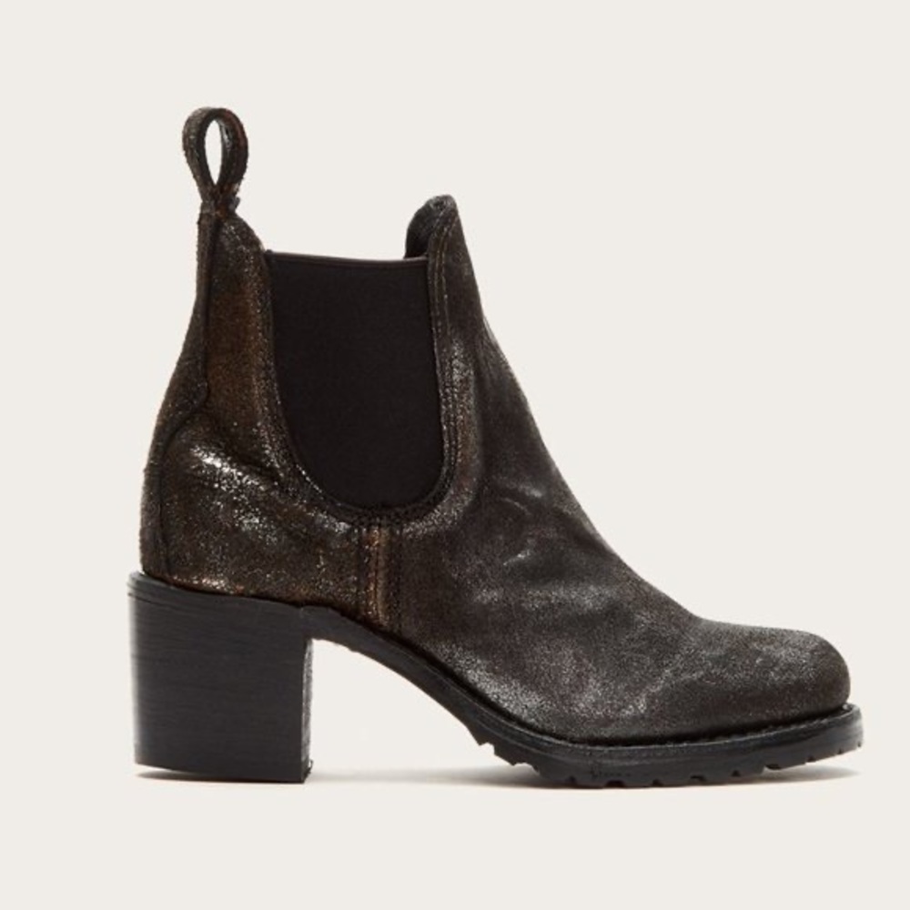 FRYE Sabrina Chelsea Metallic Leather Boots